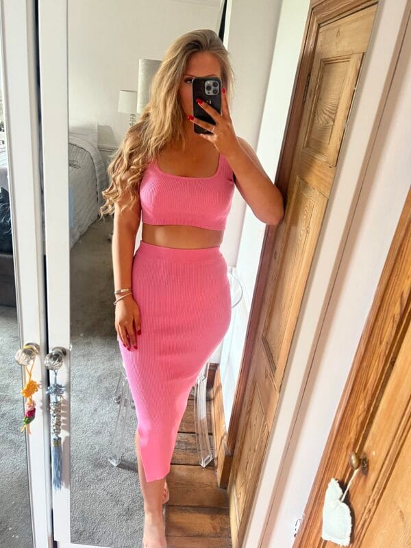 'Sara' Knitted Maxi Skirt and Crop Top Two Piece Set/ Co- ord Set