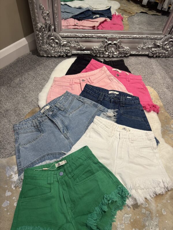 'Ruby' Denim Frayed Hem/ Frill Shorts Boutique Shorts - Image 5