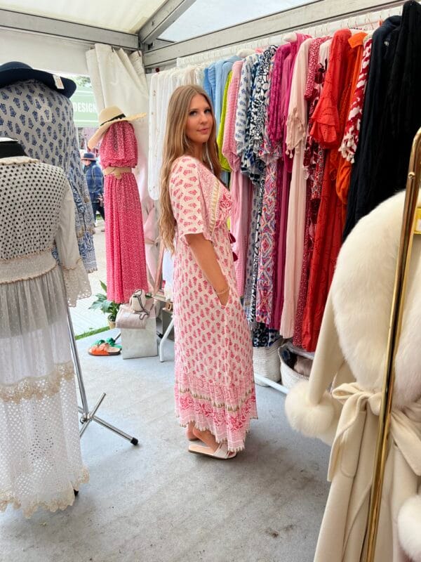Aztec Print Pink and Gold Maxi Dress - Image 2