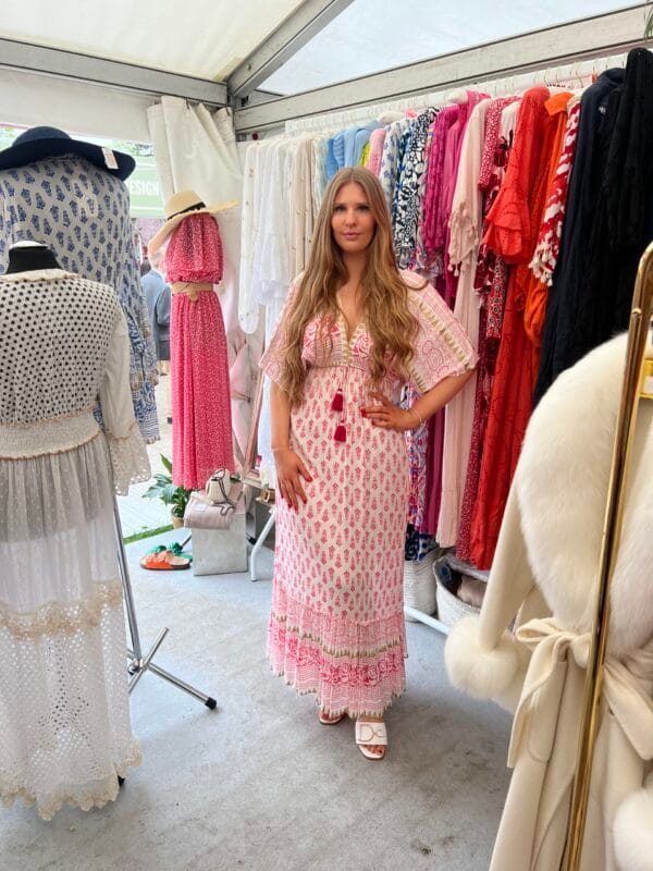Aztec Print Pink and Gold Maxi Dress - Image 3
