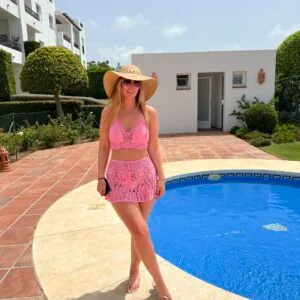 Pink Crotchet Skirt and Halter Neck Style Top Co-Ord Set