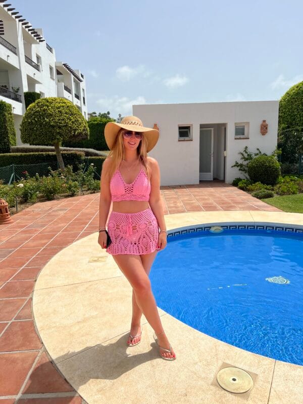 Pink Crotchet Skirt and Halter Neck Style Top Co-Ord Set