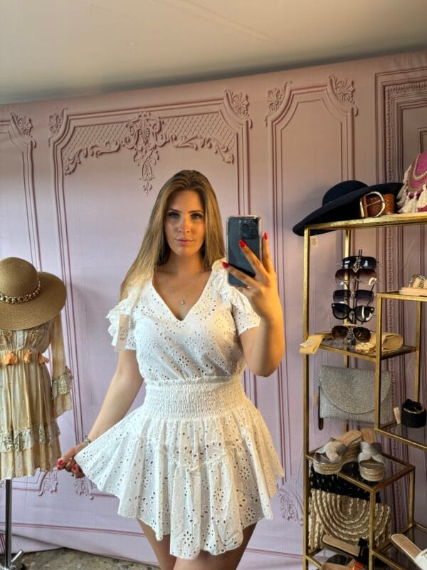 'Miley' White Embroidery Angalise Skirt and Top Coord - Image 5