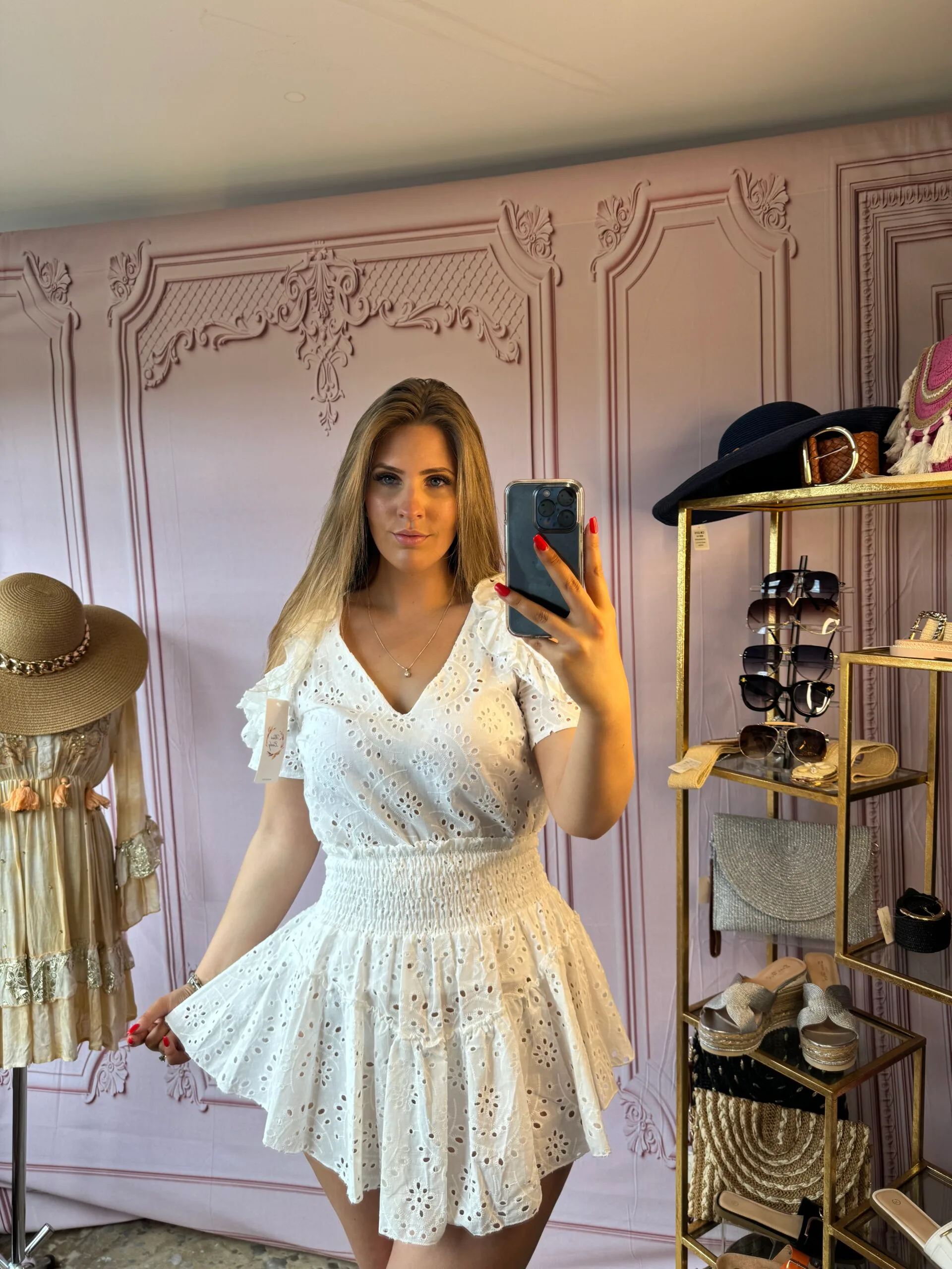 'Miley' White Embroidery Angalise Skirt and Top Coord - Image 5