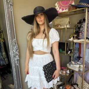 'Bloom' embroidery anglaise skirt and top co-ord set