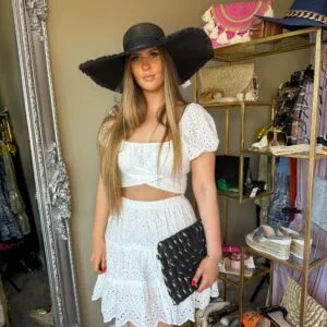 'Bloom' embroidery anglaise skirt and top co-ord set