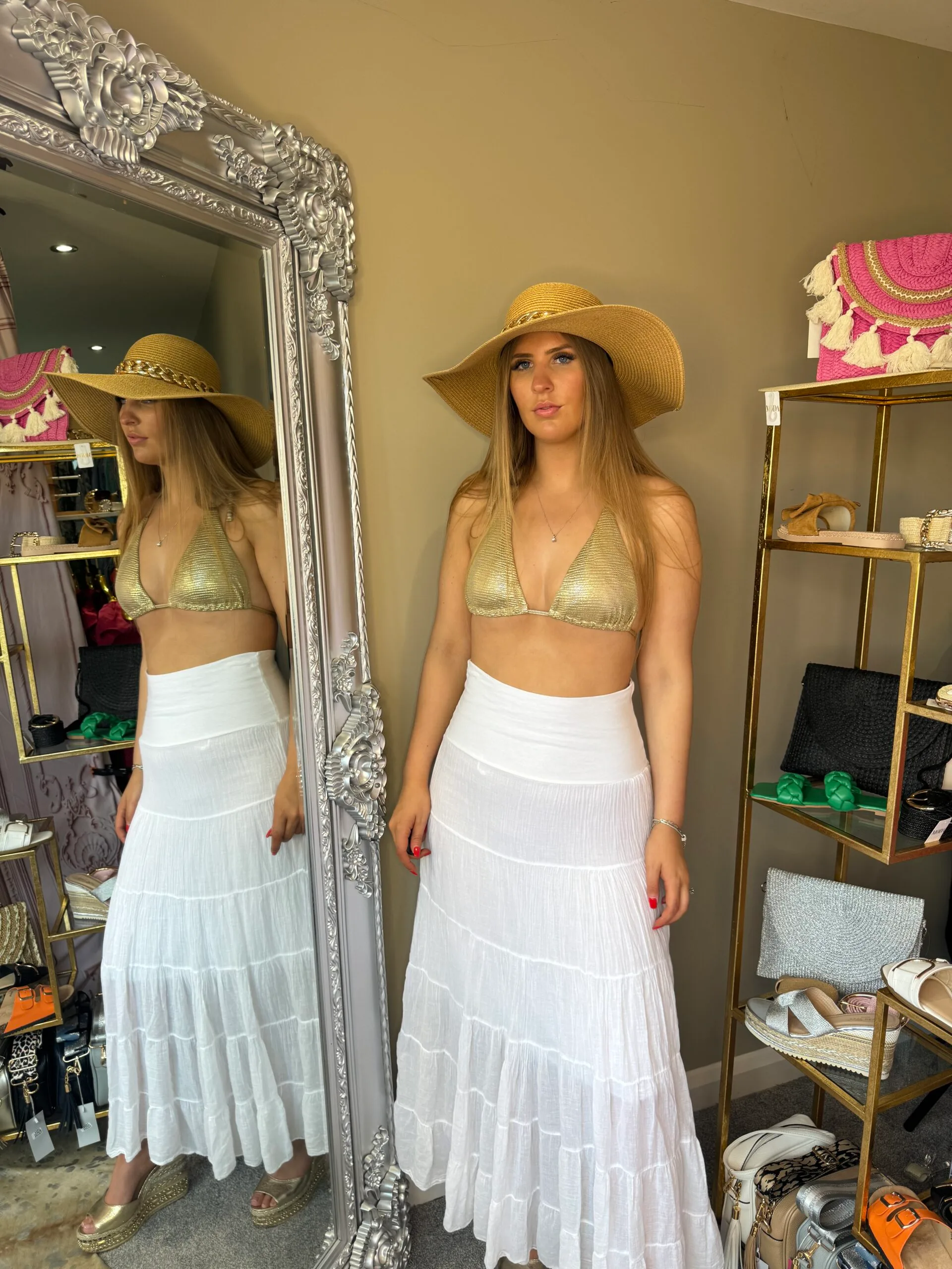 'tiana' maxi cheesecloth skirt in white - Image 4