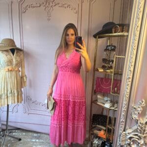 'Sienna' Orange or pink Lace Detailed Maxi Dress,