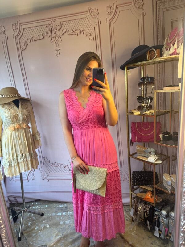 'Sienna' Orange or pink Lace Detailed Maxi Dress, - Image 2