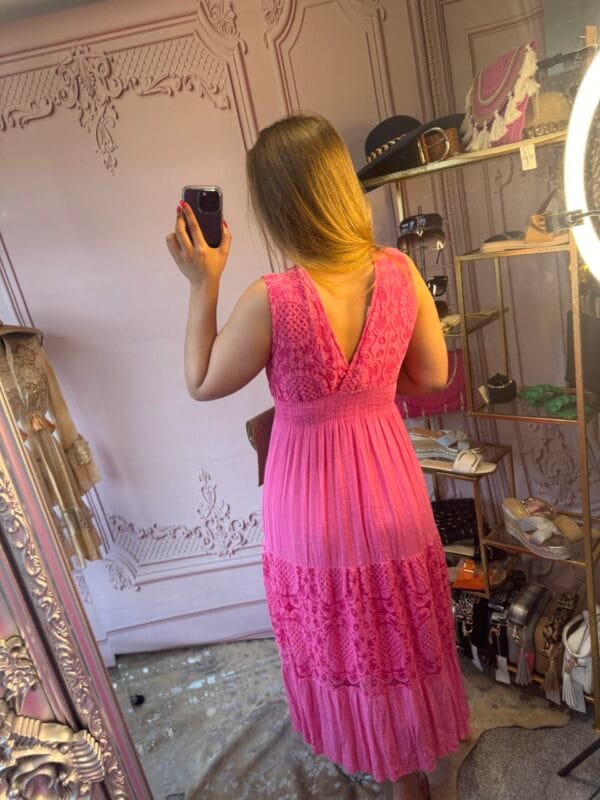 'Sienna' Orange or pink Lace Detailed Maxi Dress, - Image 4
