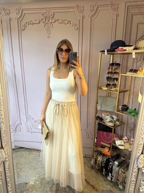 ‘Tasmin’ Tulle Skirt in beige - Image 4