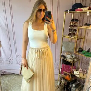 ‘Tasmin’ Tulle Skirt in beige