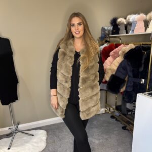 'Pippa'  Taupe Faux Fur Gilet