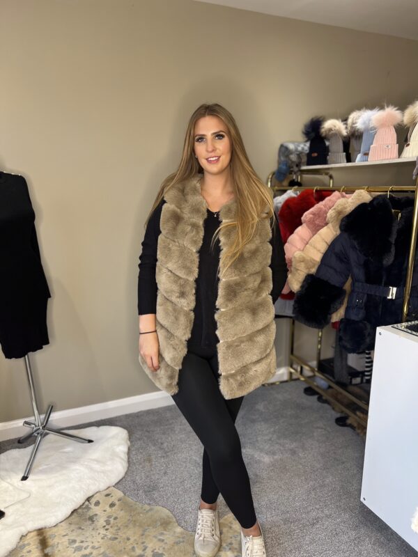'Pippa'  Taupe Faux Fur Gilet