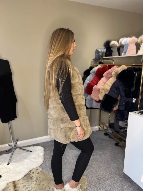 'Pippa'  Taupe Faux Fur Gilet - Image 2