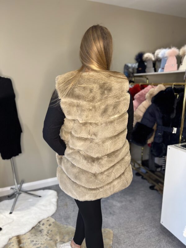'Pippa'  Taupe Faux Fur Gilet - Image 3