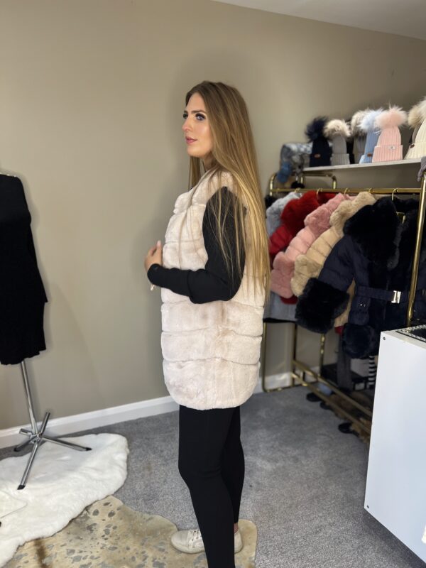 'Pippa'  Beige Faux Fur Gilet - Image 2