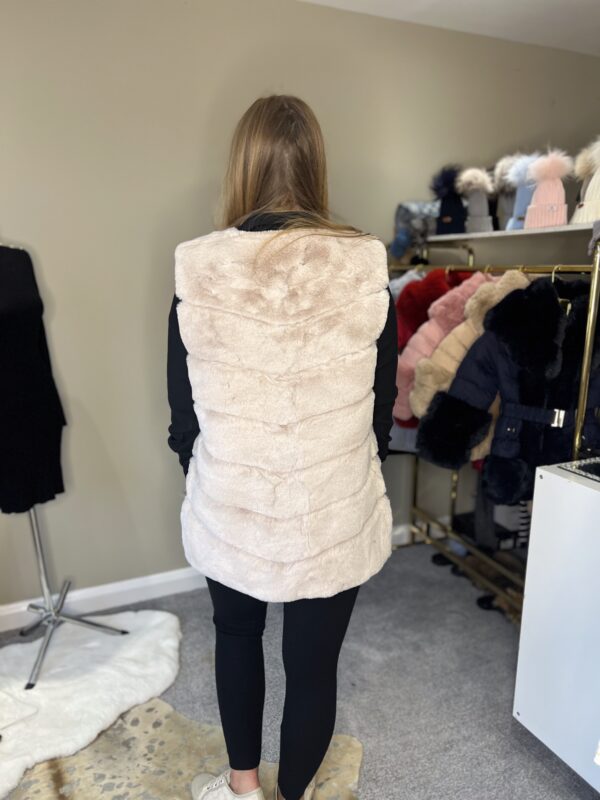 'Pippa'  Beige Faux Fur Gilet - Image 3