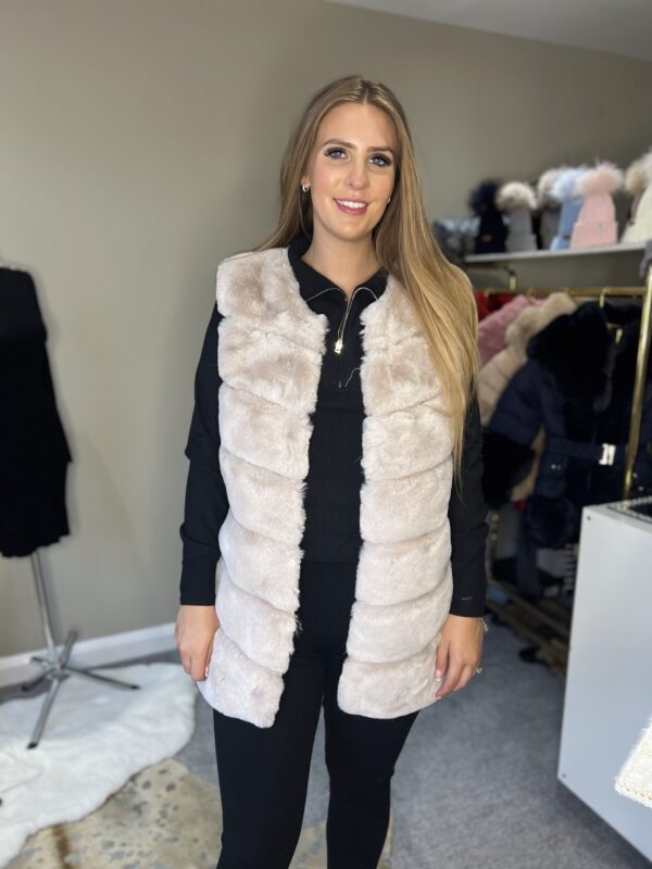 'Pippa'  Beige Faux Fur Gilet