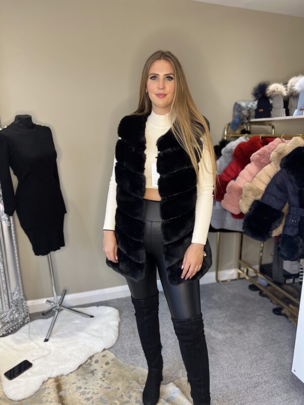 'Pippa'  Black Faux Fur Gilets