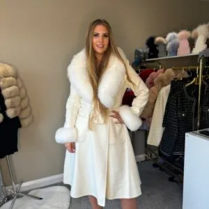 'DIANA' Real Fox Fur Neck Trim and Cuff Coat