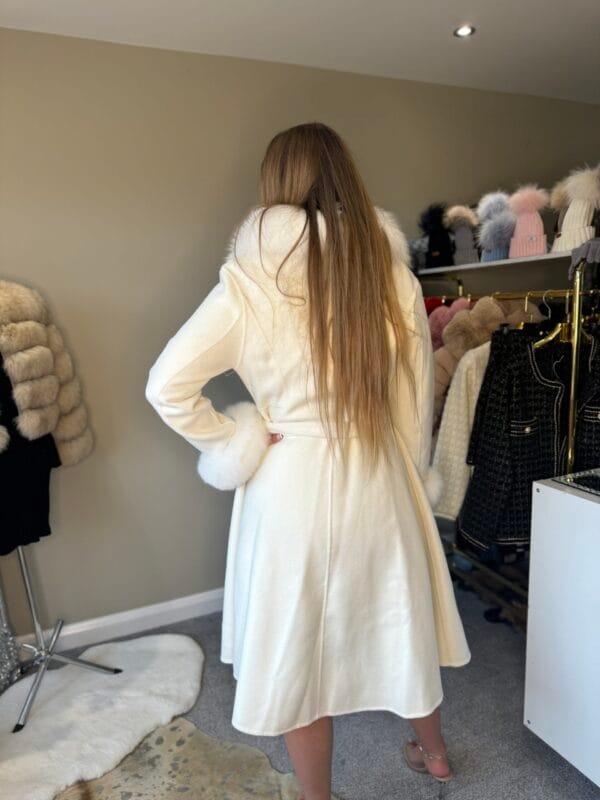 'DIANA' Real Fox Fur Neck Trim and Cuff Coat - Image 7