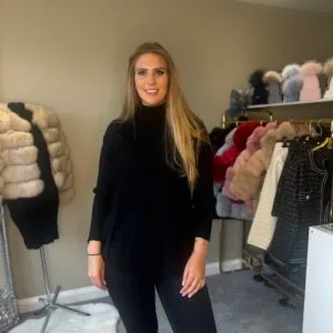 Black Ribbed Design Knitted Roll Neck Jumper