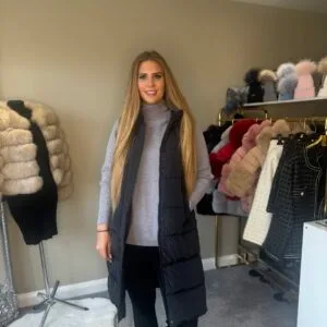 Black Hooded Gilet With Side Zips