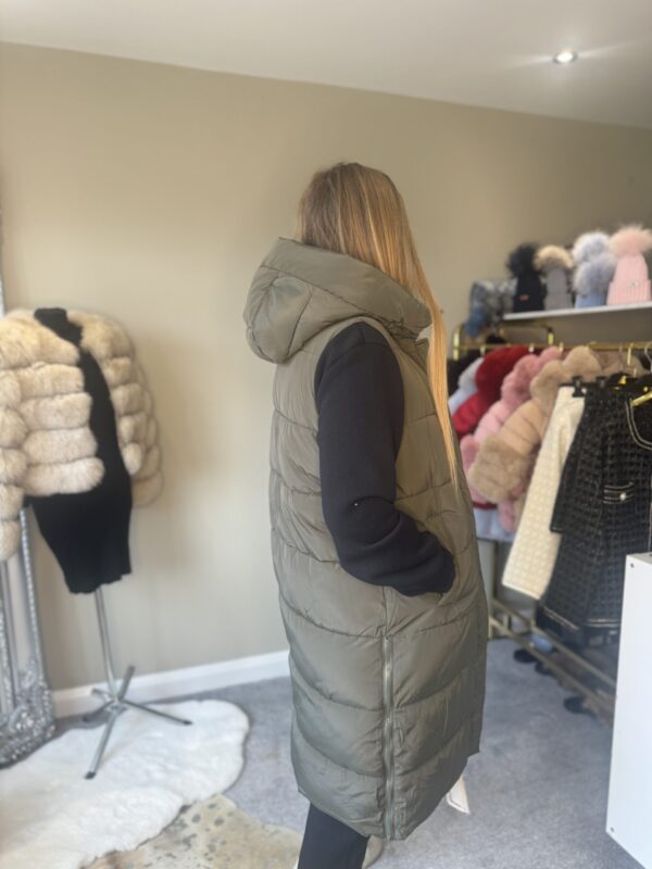 Khaki Hooded Gilet With Side Zips - Image 2
