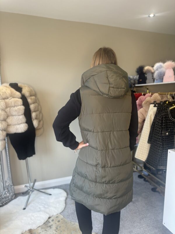 Khaki Hooded Gilet With Side Zips - Image 3