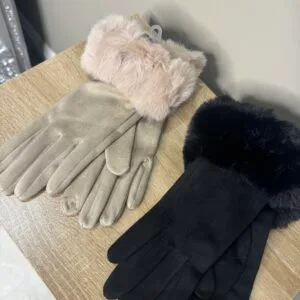'Kelsie' Suede and Faux Fur Trim Gloves