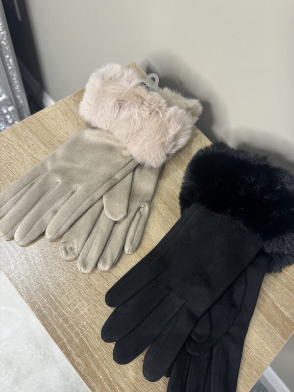 'Kelsie' Suede and Faux Fur Trim Gloves