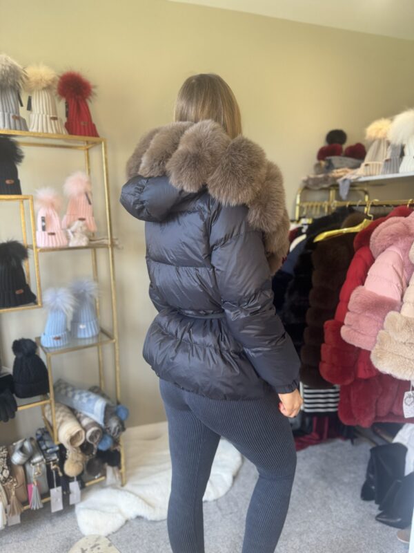 'Dolce' Women's Short Puffer Coat With Real Fur Trim - Image 6