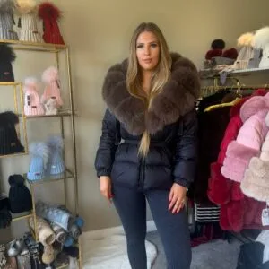'Dolce' Women's Short Puffer Coat With Real Fur Trim