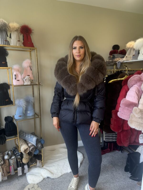 'Dolce' Women's Short Puffer Coat With Real Fur Trim