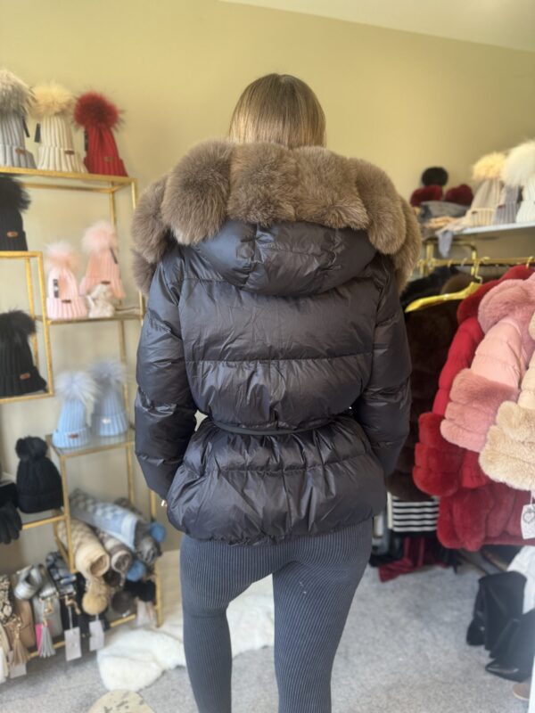'Dolce' Women's Short Puffer Coat With Real Fur Trim - Image 3