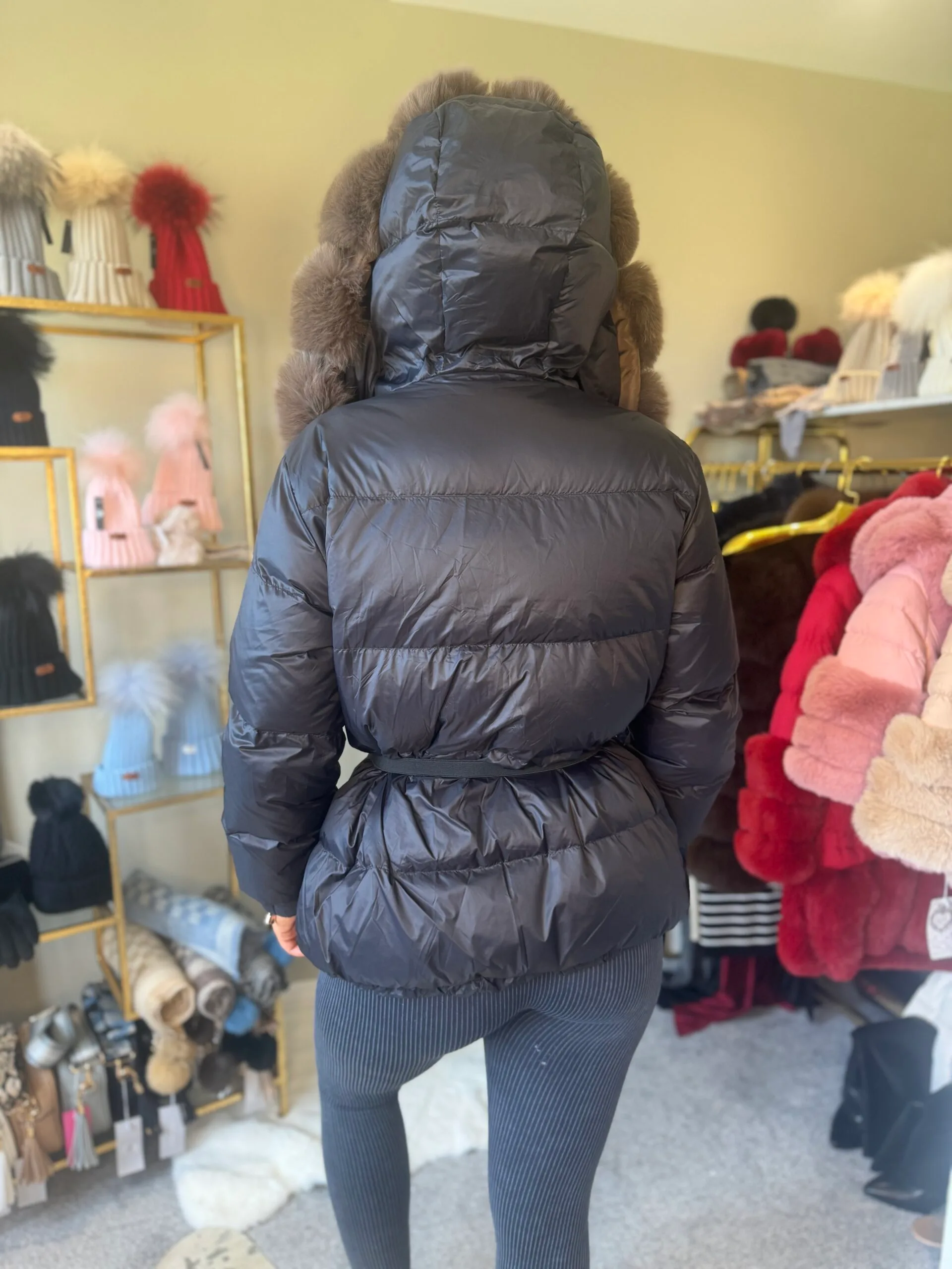 'Dolce' Women's Short Puffer Coat With Real Fur Trim - Image 4