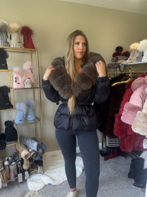 'Dolce' Women's Short Puffer Coat With Real Fur Trim - Image 5