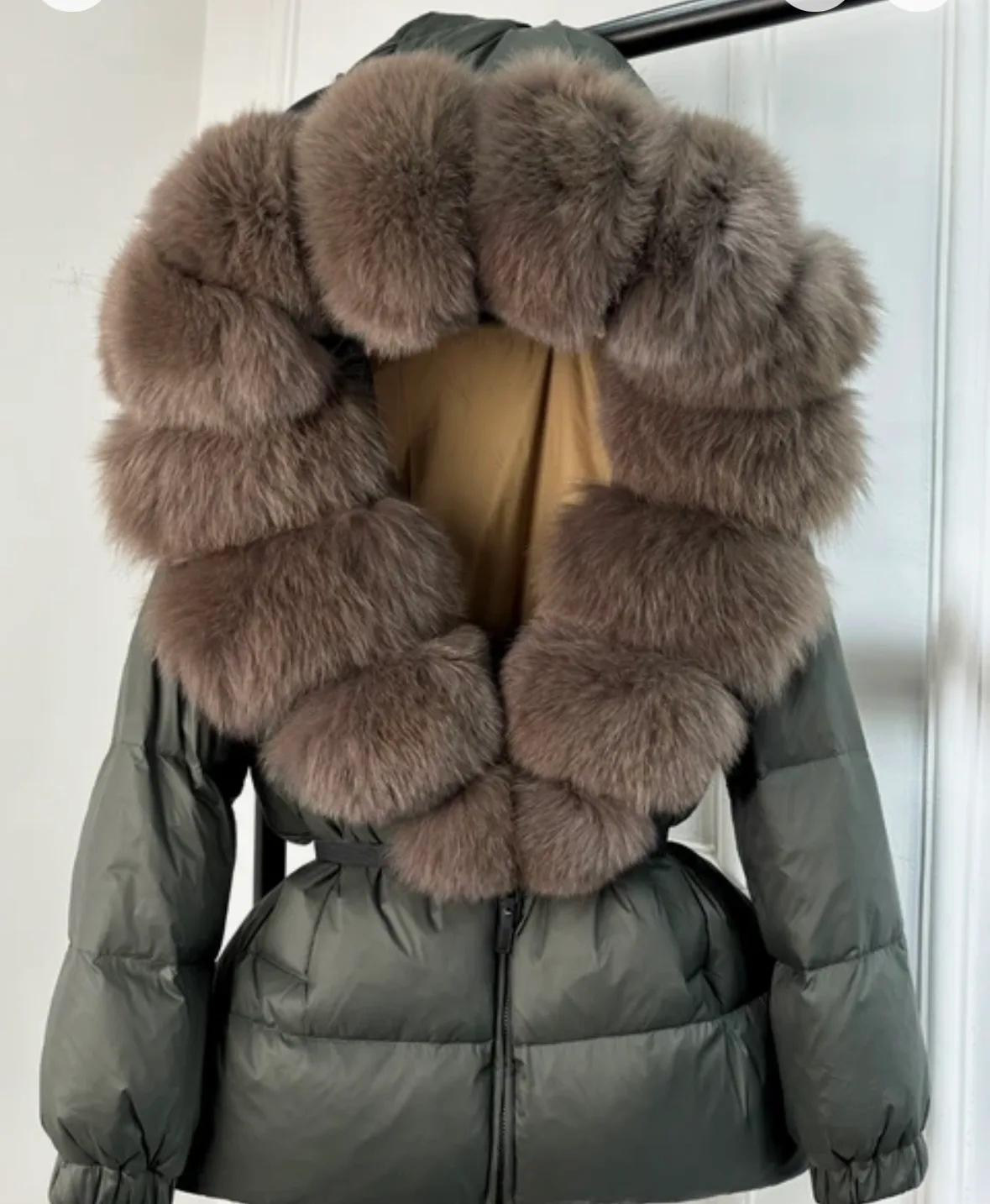 'Dolce' Women's Short Puffer Coat With Real Fur Trim - Image 9
