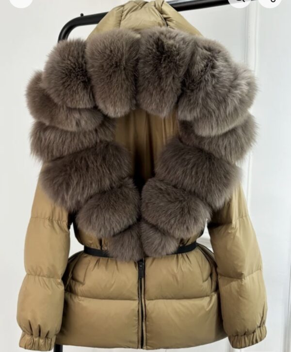 'Dolce' Women's Short Puffer Coat With Real Fur Trim - Image 11