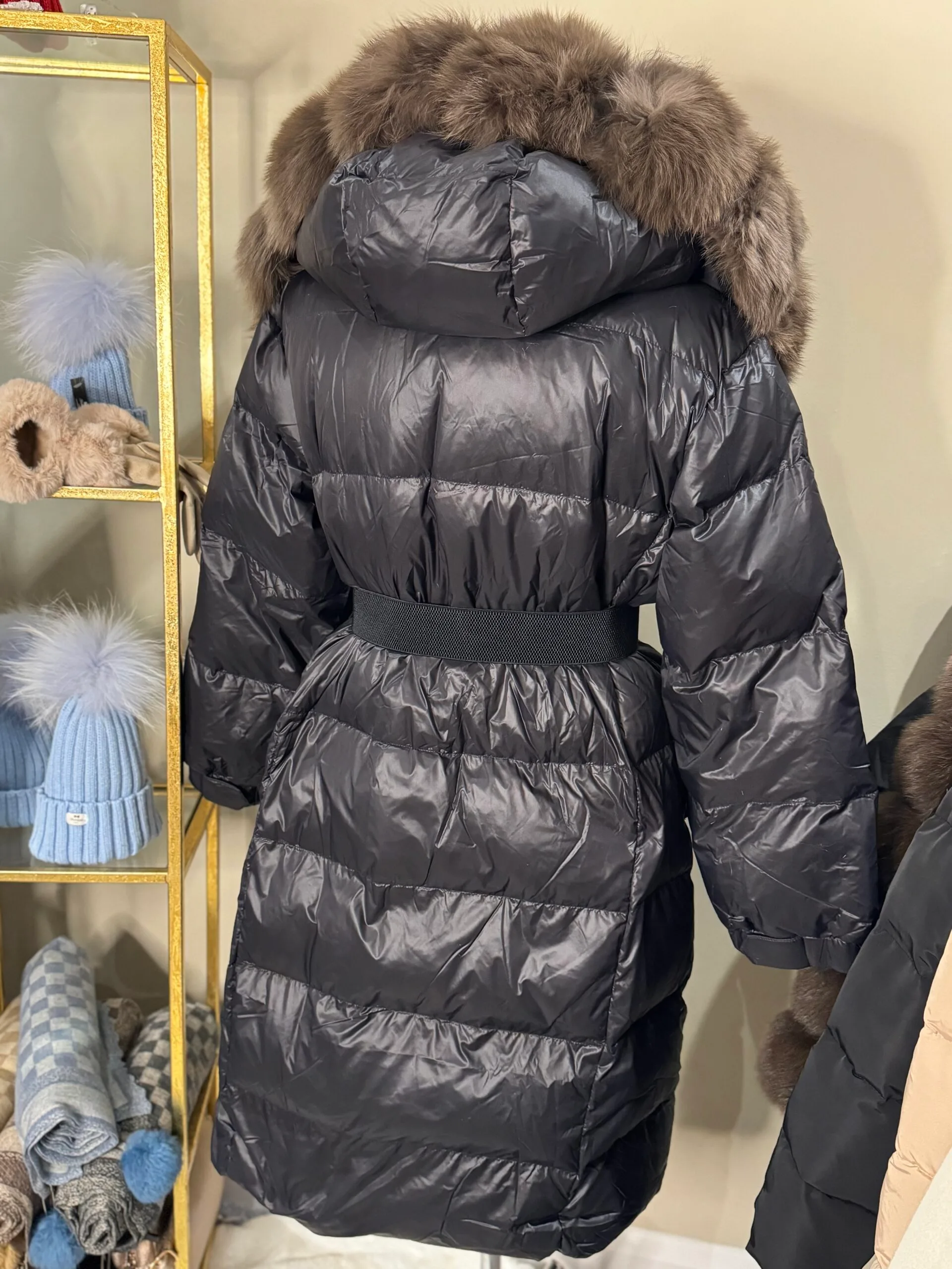 'ANGEL' Long Puffer Parka Coat With Real Fur Hood - Image 5