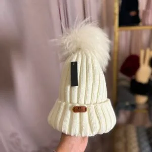 'Alaska' Women's  Wool Blend Hats With Real Fur Pom Pom