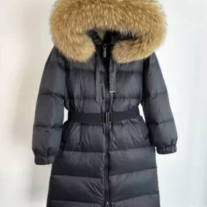 'CECE' Long Puffer Parka Coat With Real Fur Hood