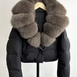 ‘Pearl’ Short Puffer with Fox Fur Collar