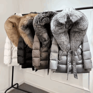 'Delilah' Fox Fur Hooded Winter Coat with belt