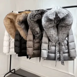 'Delilah' Fox Fur Hooded Winter Coat with belt