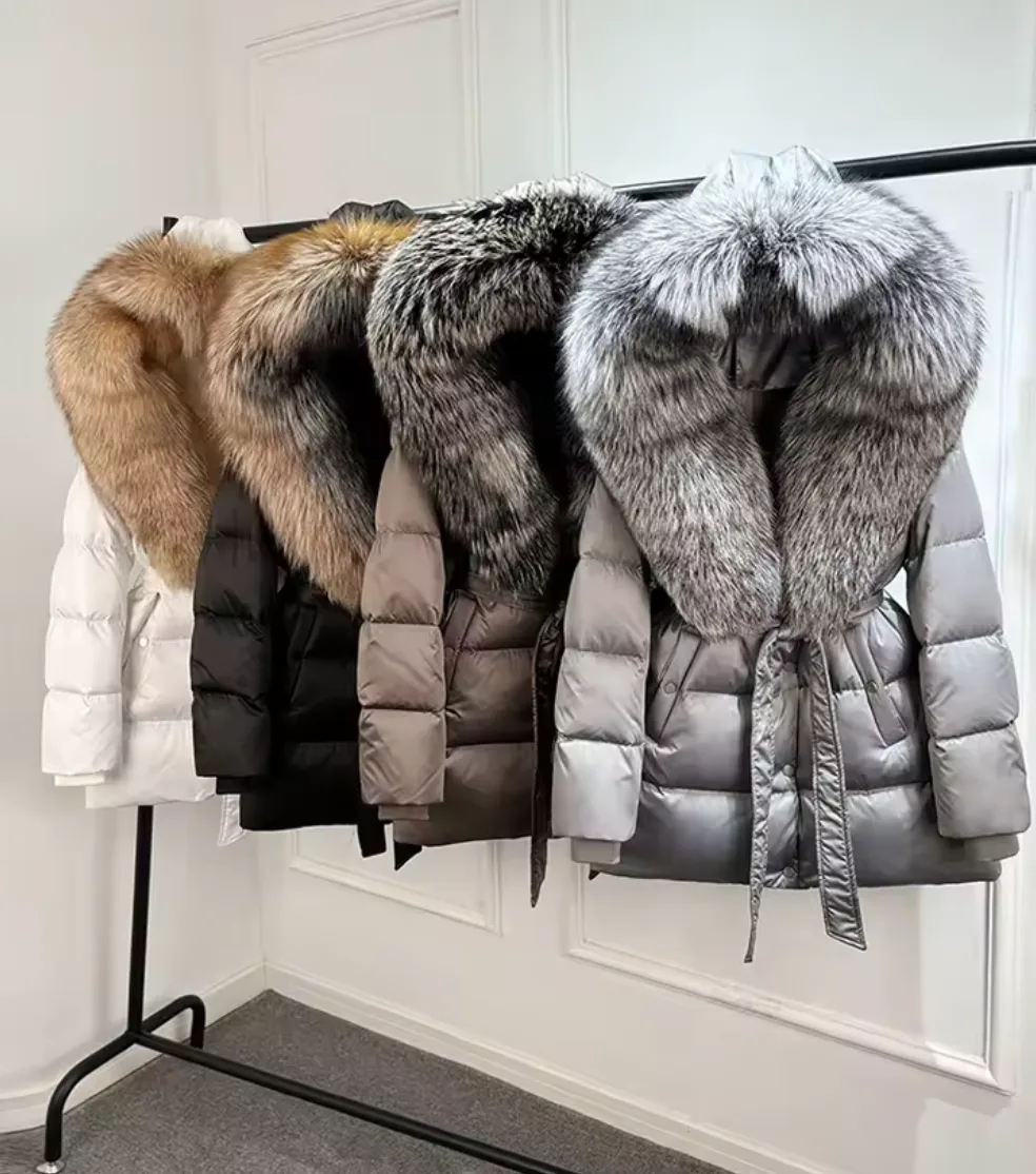 'Delilah' Fox Fur Hooded Winter Coat with belt