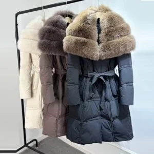 ‘Sapphire ’ Fox Fur Collared long Puffer Jacket