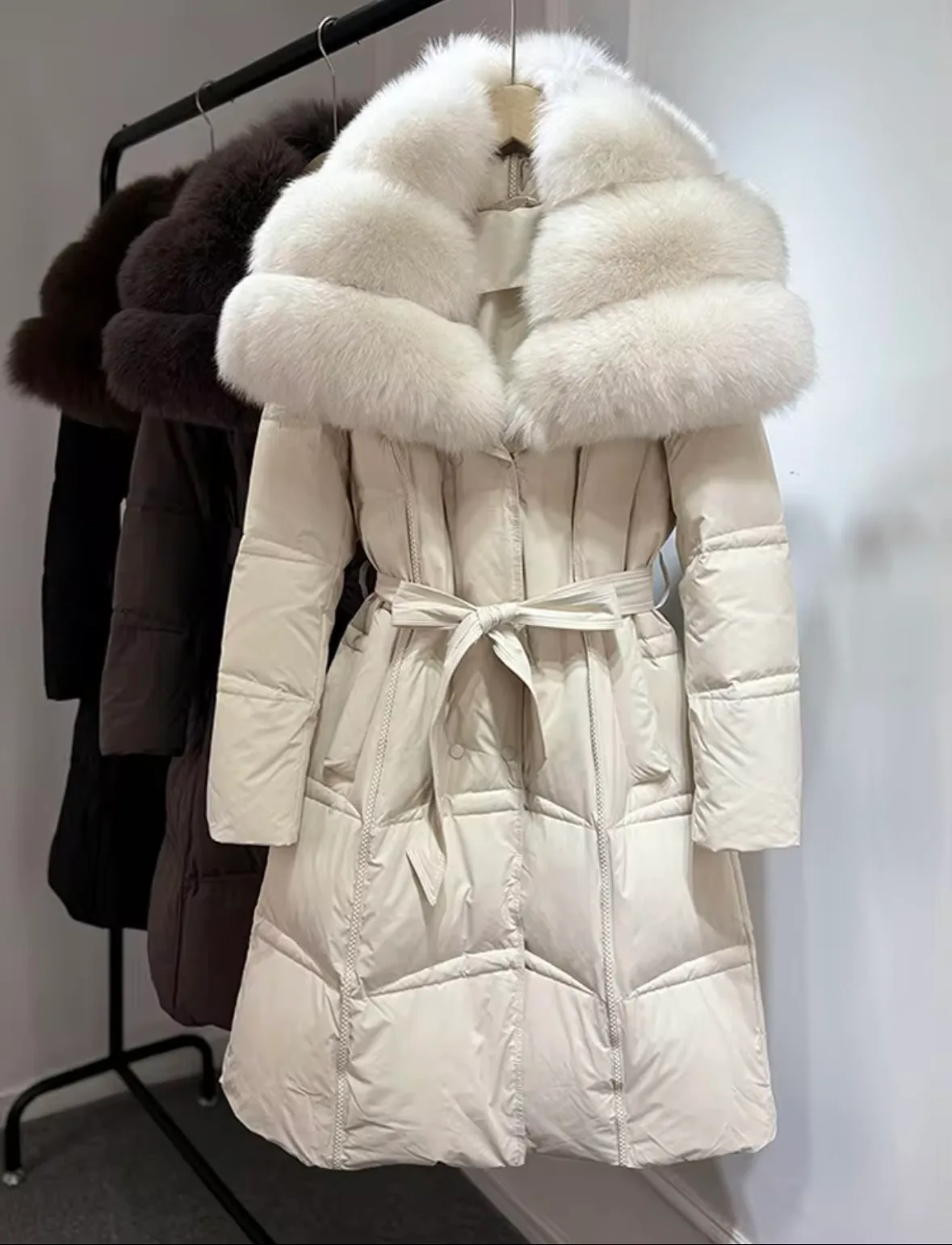 ‘Sapphire ’ Fox Fur Collared long Puffer Jacket - Image 2