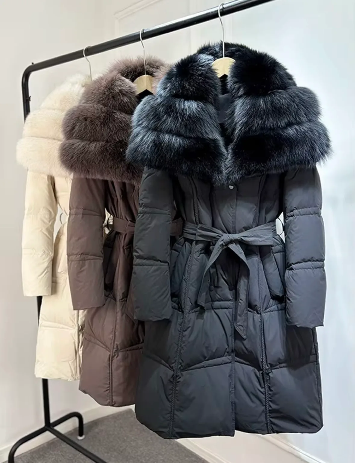 ‘Sapphire ’ Fox Fur Collared long Puffer Jacket - Image 3